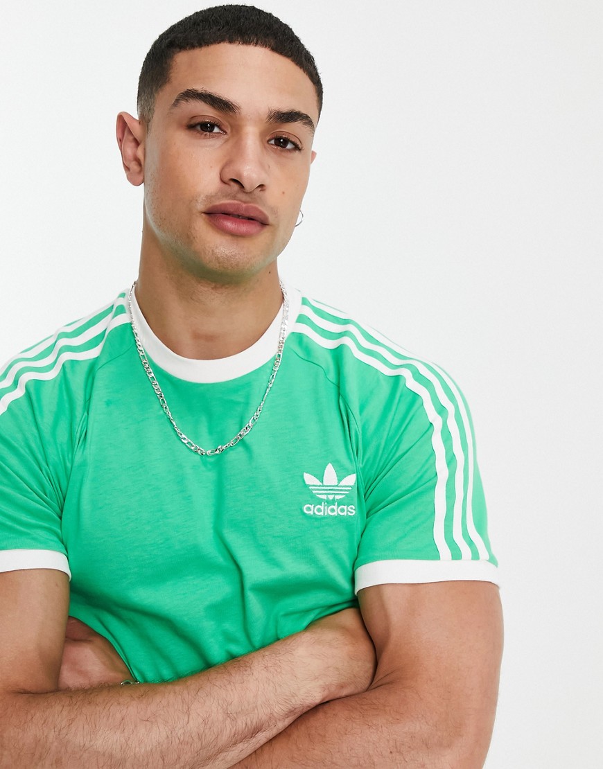 Adidas Originals 3-Stripes T-shirt in green-Grey