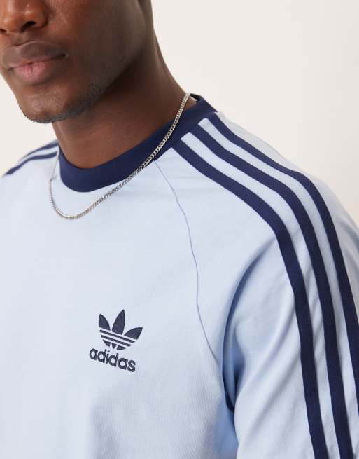 adidas Originals Stripes T-shirt in light blue ASOS