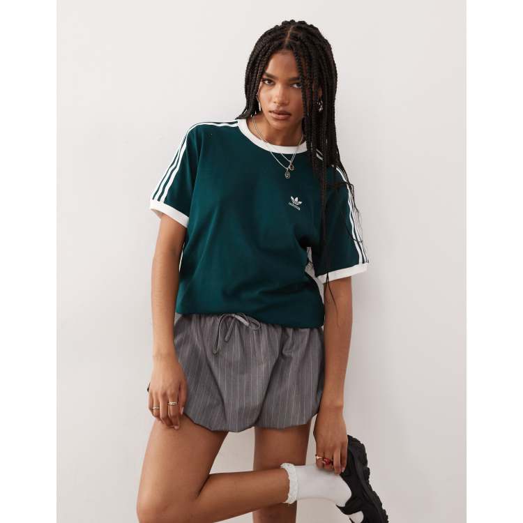 売れ筋商品|||アディダスオリジナルス Tシャツ レディース トップス LOOSE TEE - Print T-shirt - aurora ivy adidas Originals 3-stripes tee in aurora ivy / white | ASOS