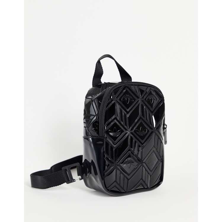 adidas Originals 3D faux leather mini backpack in black