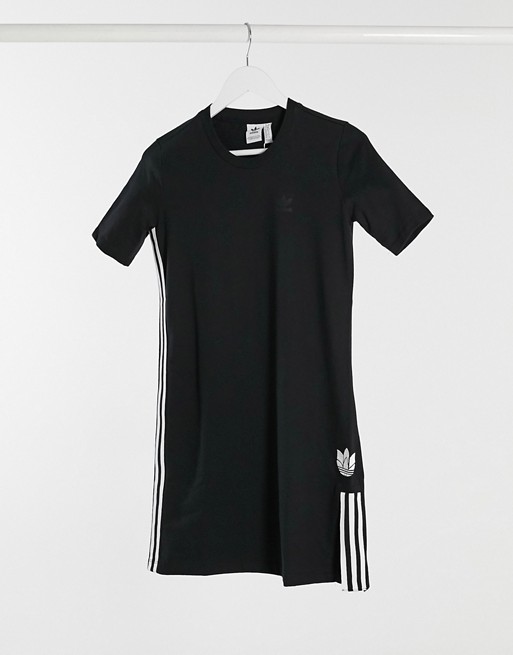 adidas Originals 3D trefoil logo t-shirt dress in black