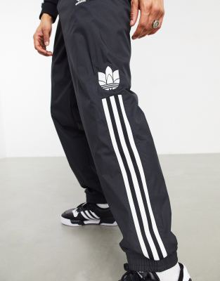 adidas black three stripe joggers