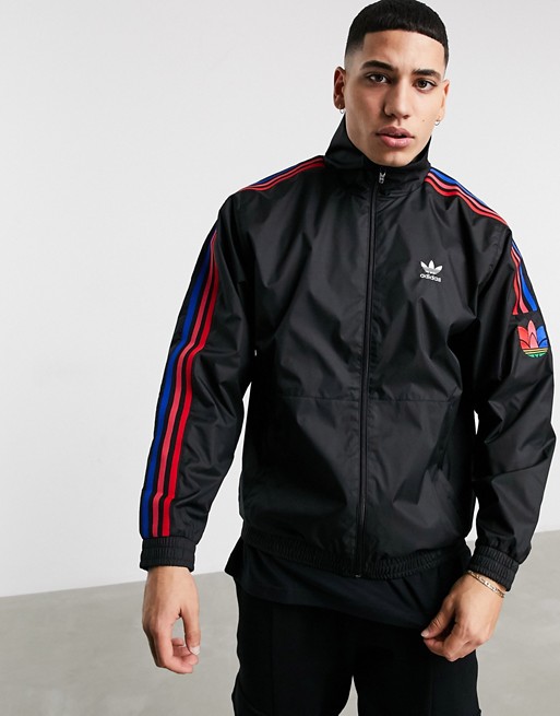 adidas Originals 3D trefoil track jacket with 3 stripes in black | ASOS