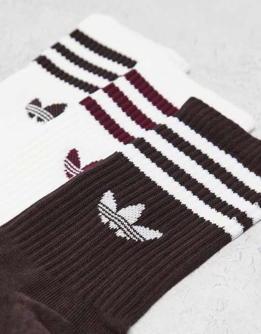 adidas Originals – 3er-Pack Crew-Socken in Braun und Wollweiß, 2 von 3