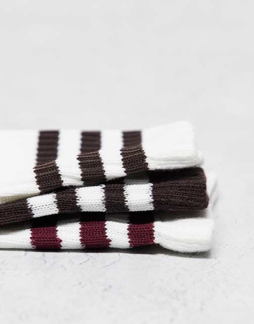 adidas Originals – 3er-Pack Crew-Socken in Braun und Wollweiß, 3 von 3