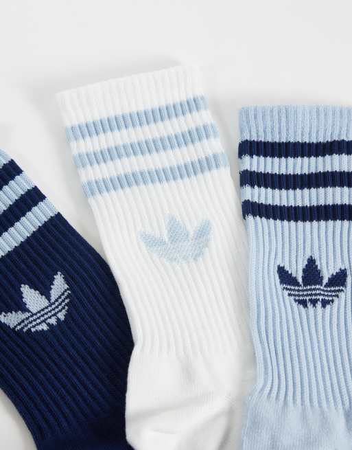 adidas Originals 3er-Pack Crew-Socken mit drei Streifen in Blau und Marineblau, 2 von 3