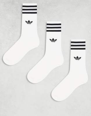 adidas Originals - 3er-Pack einfarbige Socken in Weiß-Schwarz