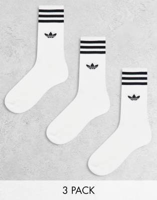 adidas Originals - 3er-Pack einfarbige Socken in Weiß