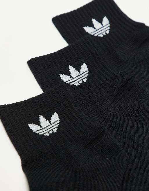 adidas Originals – 3er-Pack Knöchelsocken in Schwarz mit Dreiblatt-Logo, 3 von 3