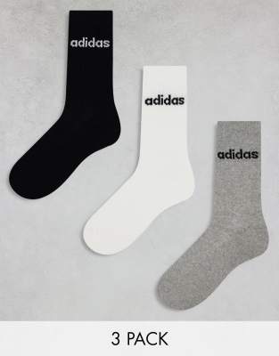 adidas Originals - 3er-Pack mittelhohe Socken in Weiß, Grau und Schwarz-Bunt