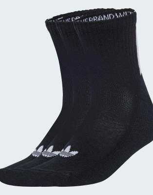 adidas Originals - 3er Pack Quarter-Socken mit 3 rückseitigen Streifen in Schwarz