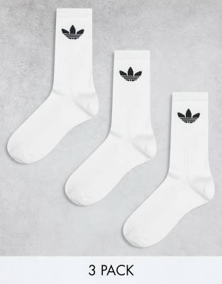 adidas Originals - 3er-Pack Socken in Weiß mit Dreiblatt-Logo