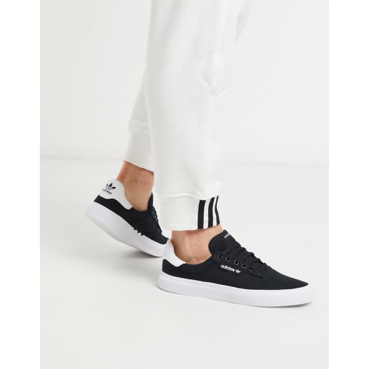 Adidas 3mc black & hot sale white contrast canvas shoes