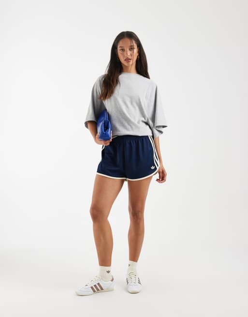 adidas Originals 3s Mesh-Sprinter-Shorts in Marineblau und Cremeweiß, 2 von 5