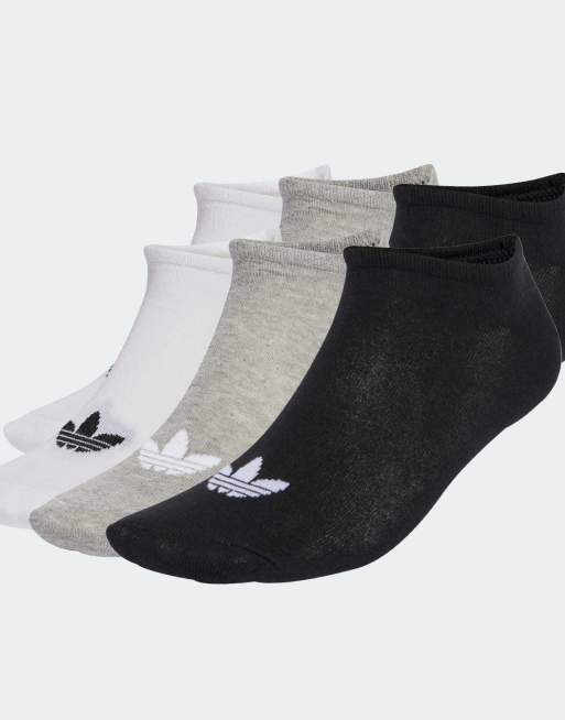 adidas Originals – 6 Paar Knöchelsocken in Weiß und Grau
