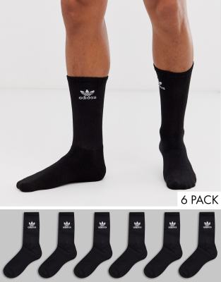 ADIDAS ORIGINALS 6 PACK CREW SOCKS IN BLACK