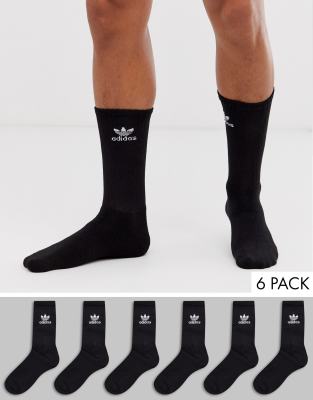 6 pack crew socks in black
