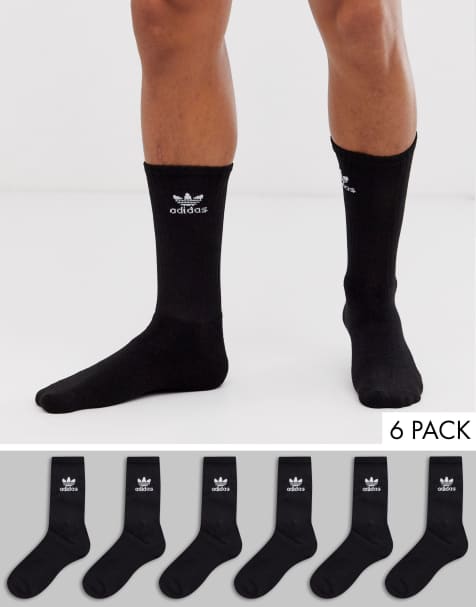 adidas Originals 6 pack crew socks in black - view 1