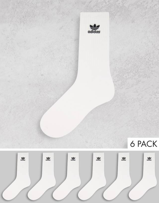 adidas Originals 6 pack crew socks in white