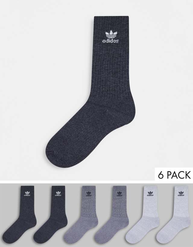 adidas Originals 6-pack logo crew socks in multi