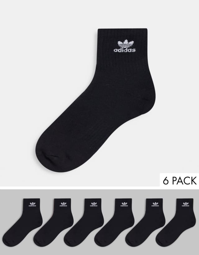 adidas Originals 6 pack quarter socks in black