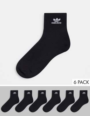 ADIDAS ORIGINALS 6 PACK QUARTER SOCKS IN BLACK