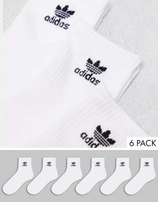 6-pack quarter socks in white