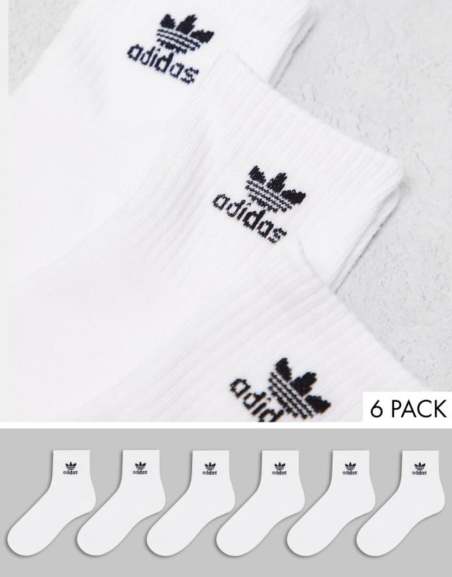 adidas Originals 6-pack quarter socks in white