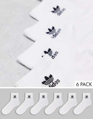 ADIDAS ORIGINALS 6-PACK QUARTER SOCKS IN WHITE