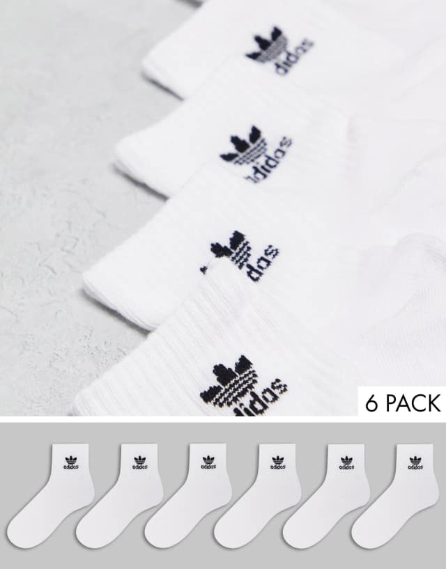 adidas Originals 6-pack quarter socks in white