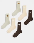 [adidas Originals] adidas Originals 6 pack socks in brown 42 2/3-44 2/3 BROWN