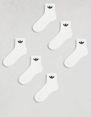 adidas Originals adidas Originals 6 pack trefoil ankle socks in white-Multi