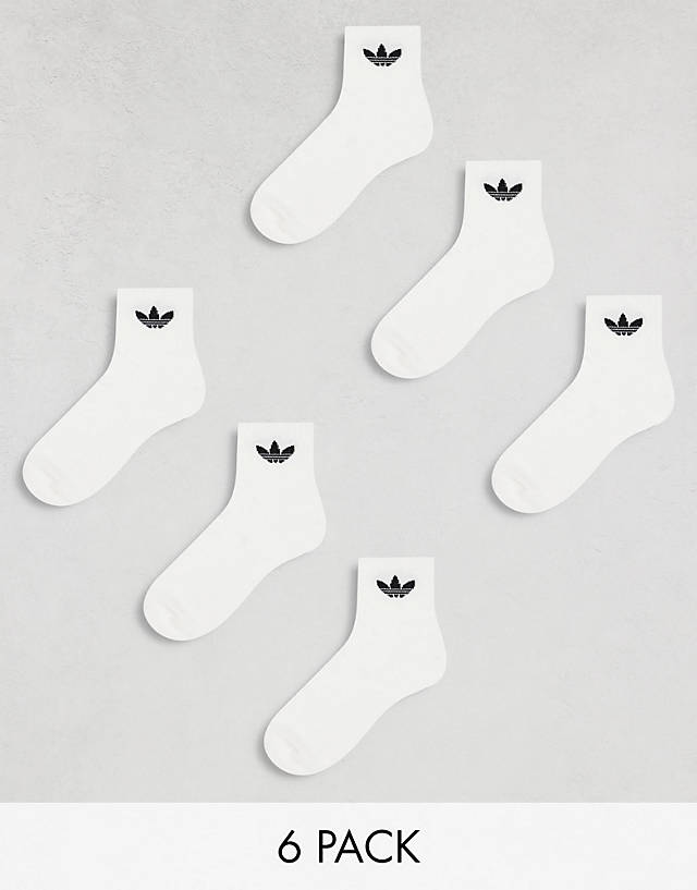 adidas Originals - 6 pack trefoil ankle socks in white