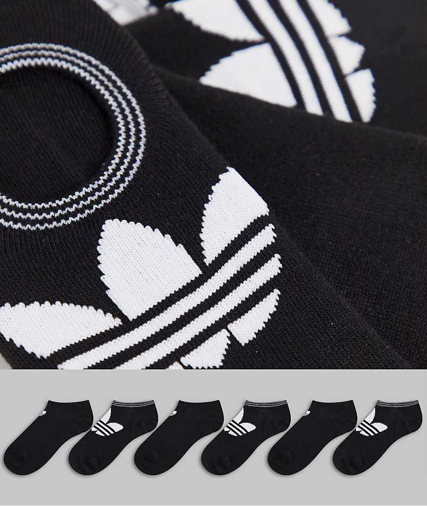 Adidas Originals 6 pack trefoil no show socks in black