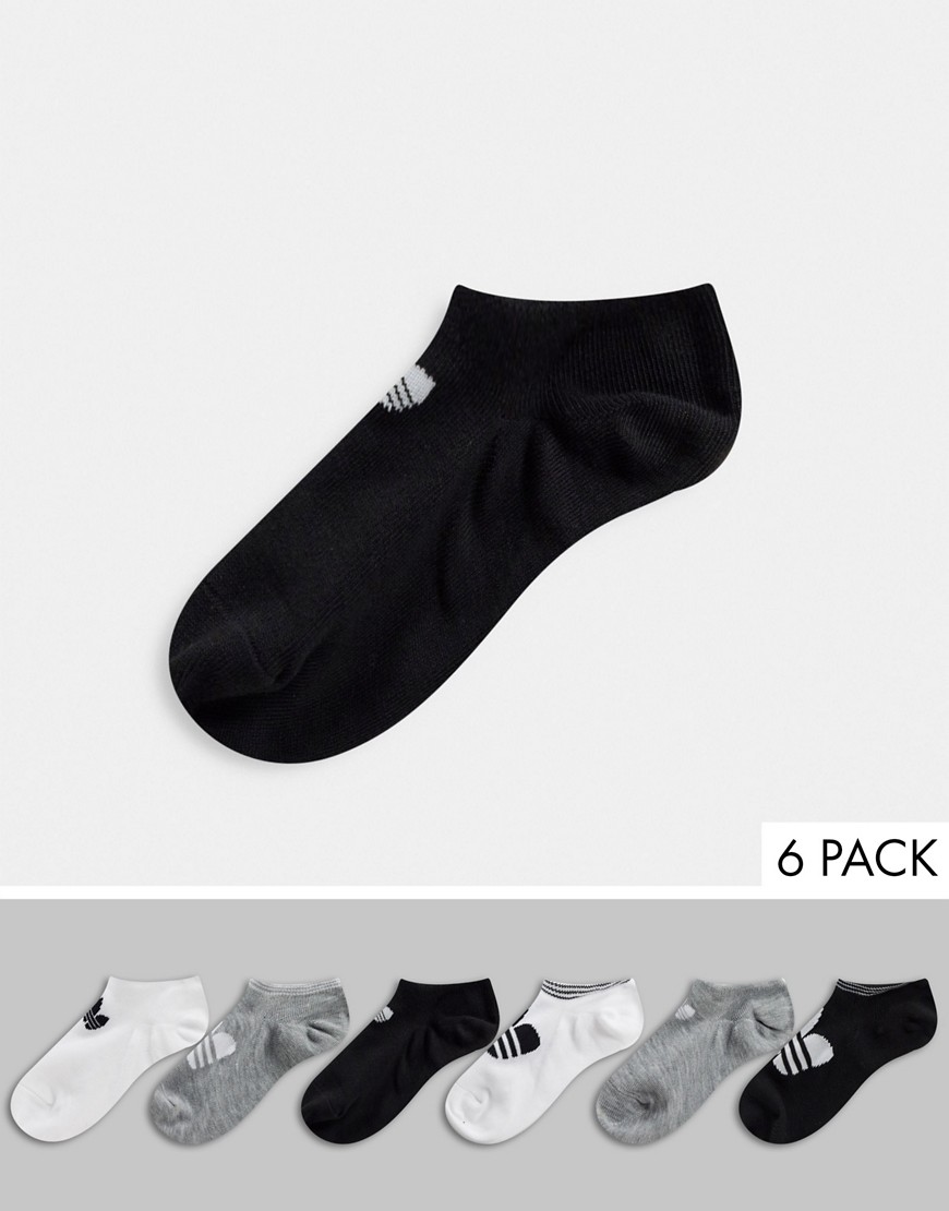 Adidas Originals 6 pack trefoil no show socks in multi