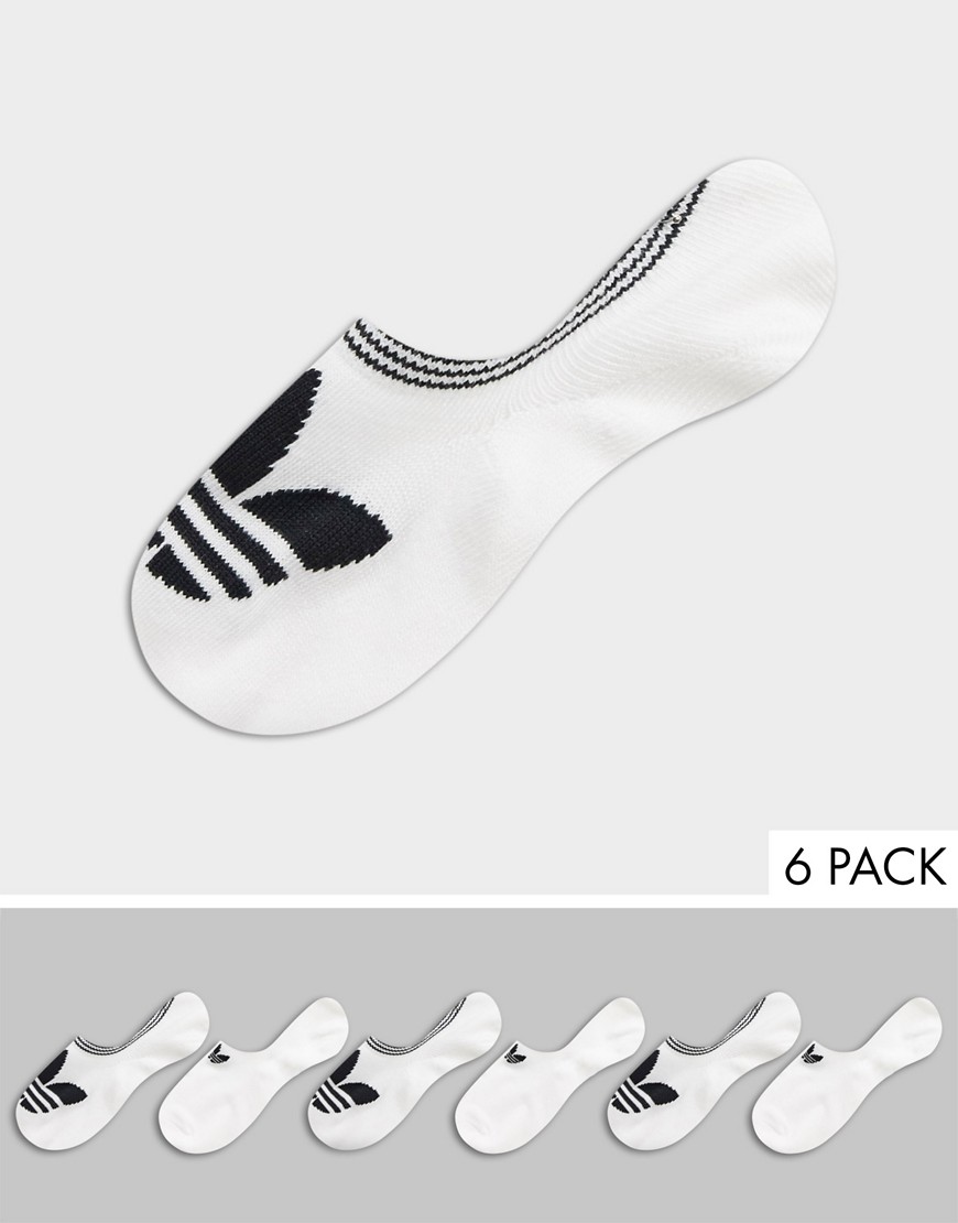 Adidas Originals 6 pack trefoil no show socks in white