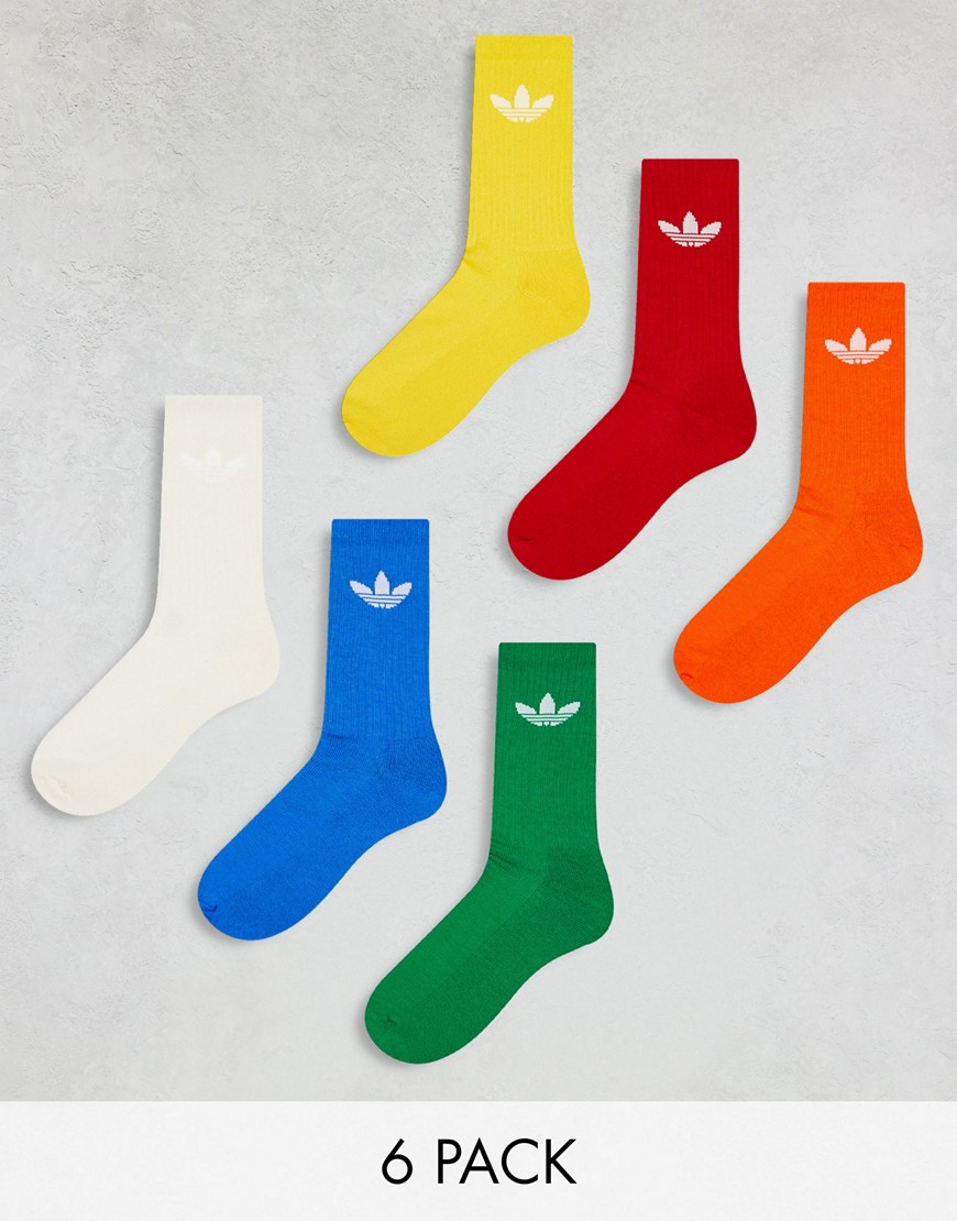 adidas Originals 6 pack trefoil socks in rainbow multi