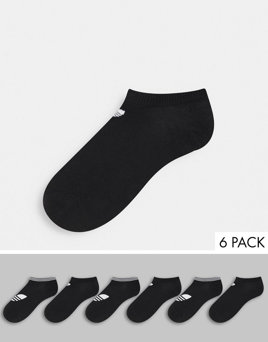 Adidas Originals 6 pack trefoil trainer socks in black