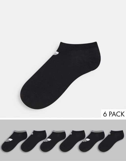 adidas Originals 6 pack trefoil trainer socks in black