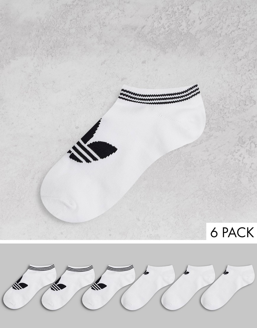 Adidas Originals 6 pack trefoil trainer socks in white