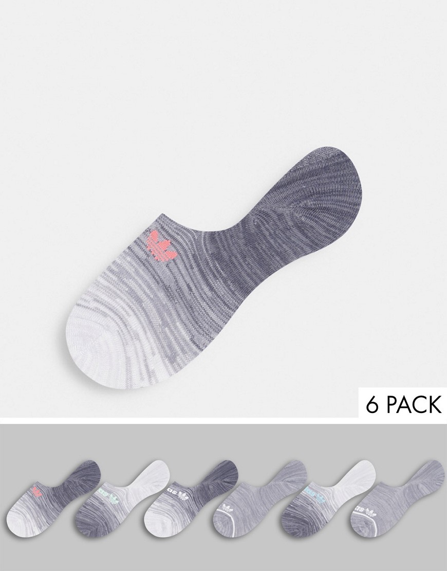 Adidas Originals 6 packs no show socks in gray gradient-Grey