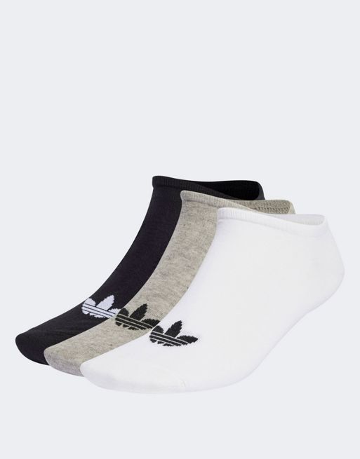 adidas Originals - 6 paia di fantasmini con trifoglio bianchi, neri e grigi