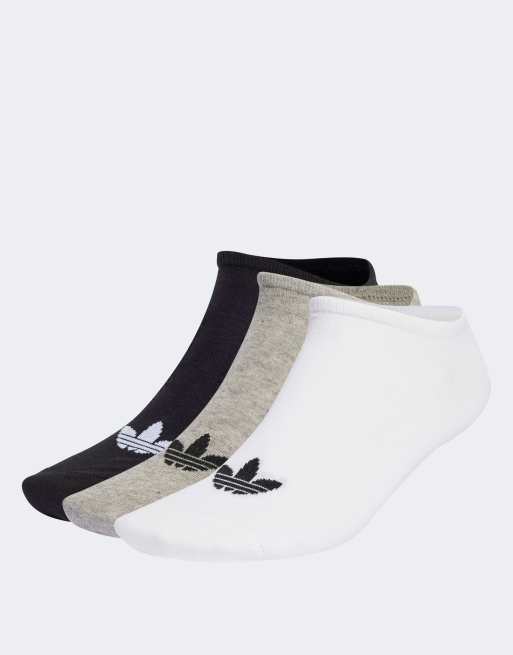 adidas Originals - 6 par indersokker med trekløver i hvid/sort/grå