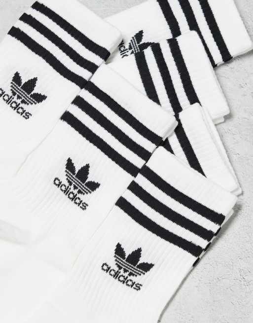 adidas Originals 6er Pack Crew Socken in WeiB mit Dreiblatt Logo und den drei Streifen