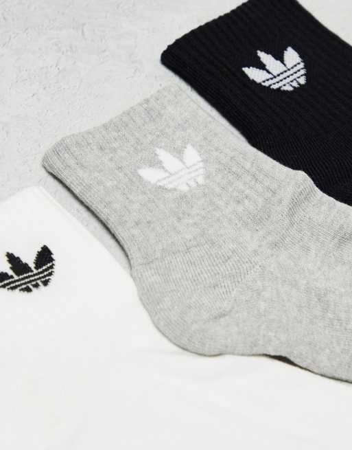 adidas Originals – 6er-Pack knöchelhohe Socken in Schwarz, Grau und Weiß, 2 von 4