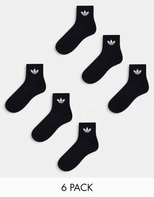 adidas Originals - 6er-Pack Knöchelsocken in Schwarz mit Dreiblatt-Logo-Bunt