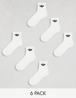 adidas Originals - 6er-Pack Knöchelsocken in Weiß mit Dreiblatt-Logo-Bunt