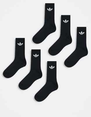 adidas Originals - 6er-Pack Socken in Schwarz mit Dreiblatt-Logo