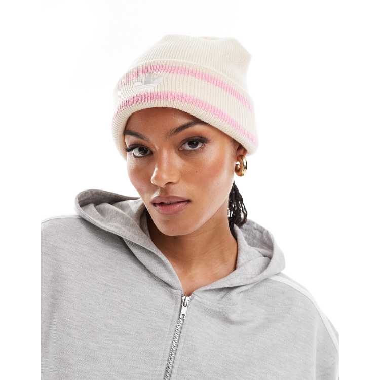 adidas Originals 70s beanie in beige and pink