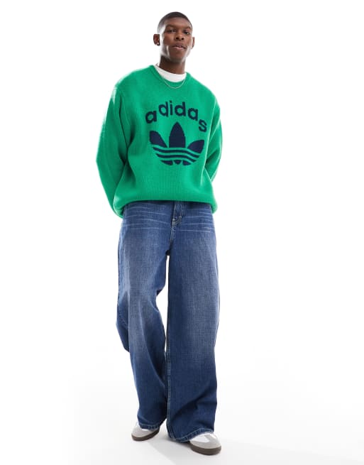 Green adidas crew neck sale